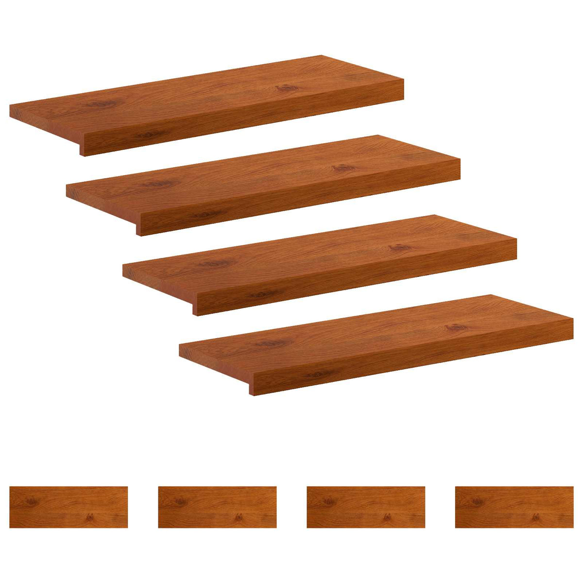Stair Tread Solid Oak Wood Depth 30 cm 8 Brown 80 cm