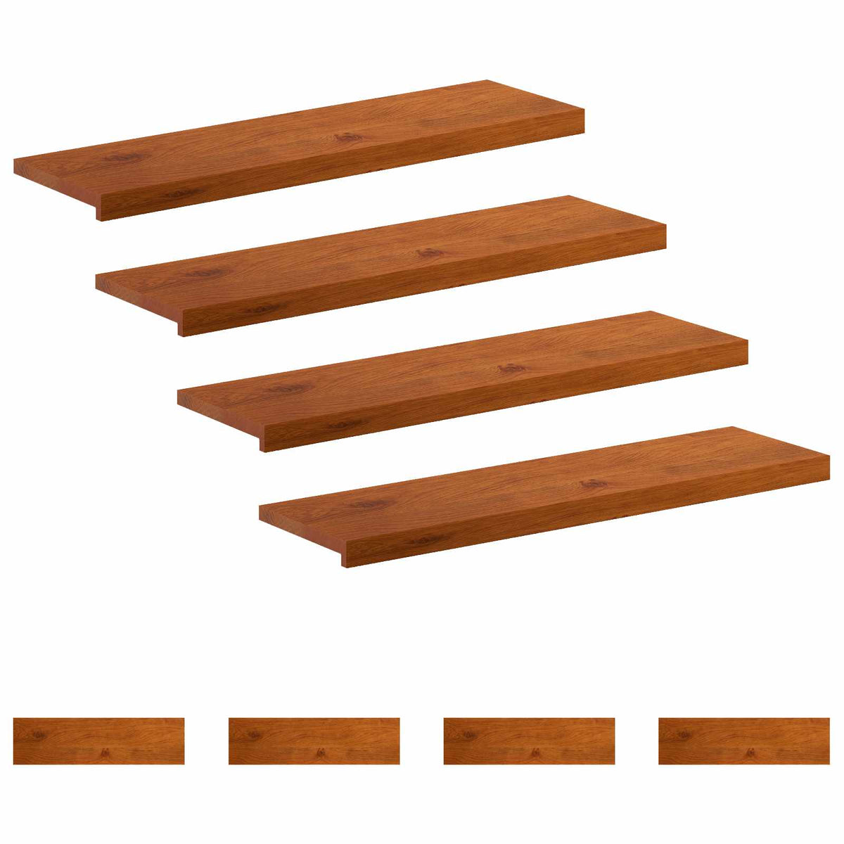 vidaXL Stair Tread 8 pcs 100 x 30 x 2 cm Brown Solid Oak Wood 2