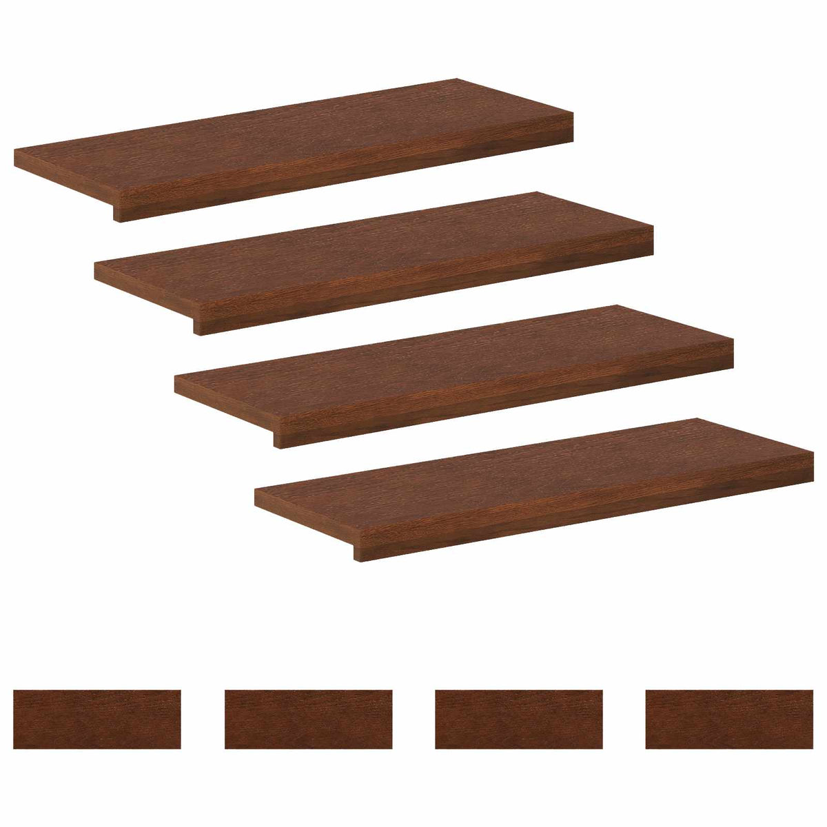 Stair Tread Solid Oak Wood Depth 30 cm 8 Dark brown 80 cm