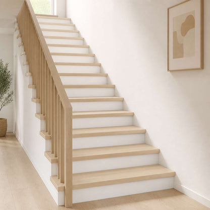 vidaXL Stair Tread Solid Oak Wood Depth 25 cm 12 pcs White