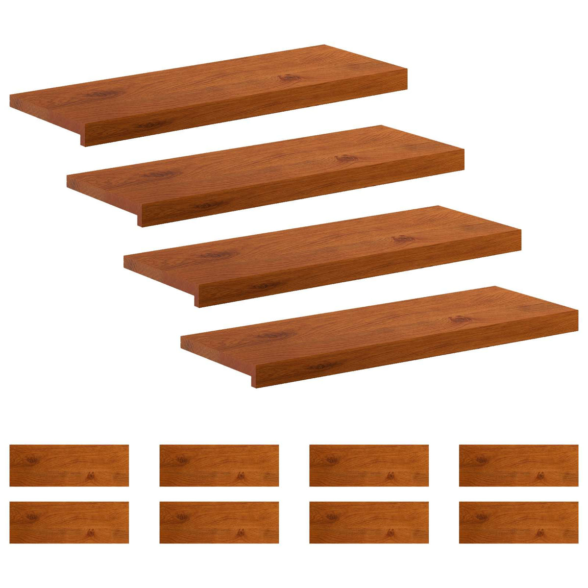 vidaXL Stair Tread 12 pcs 80 x 25 x 2 cm Brown Solid Oak Wood 2