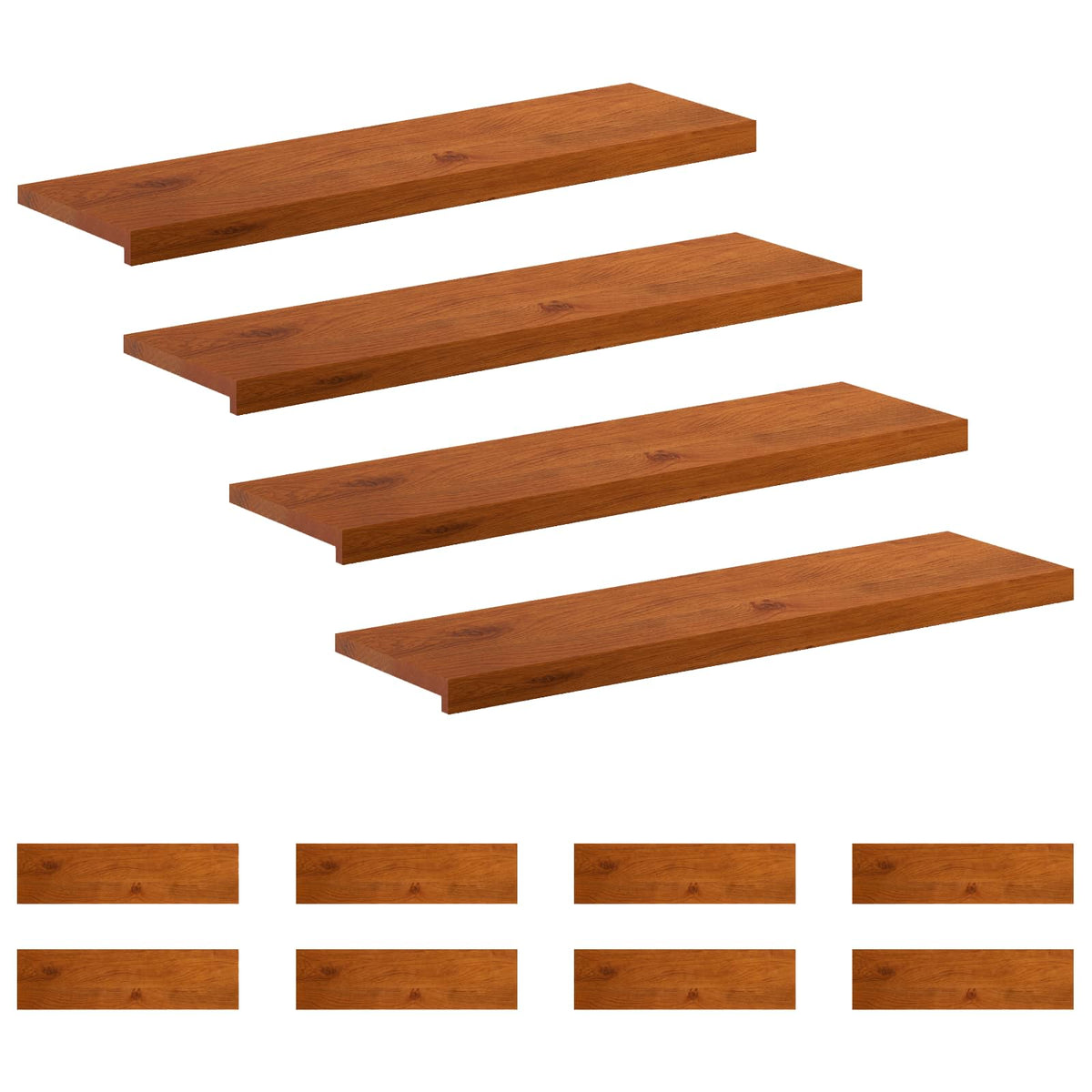 vidaXL Stair Tread 12 pcs 90 x 25 x 2 cm Brown Solid Oak Wood 2
