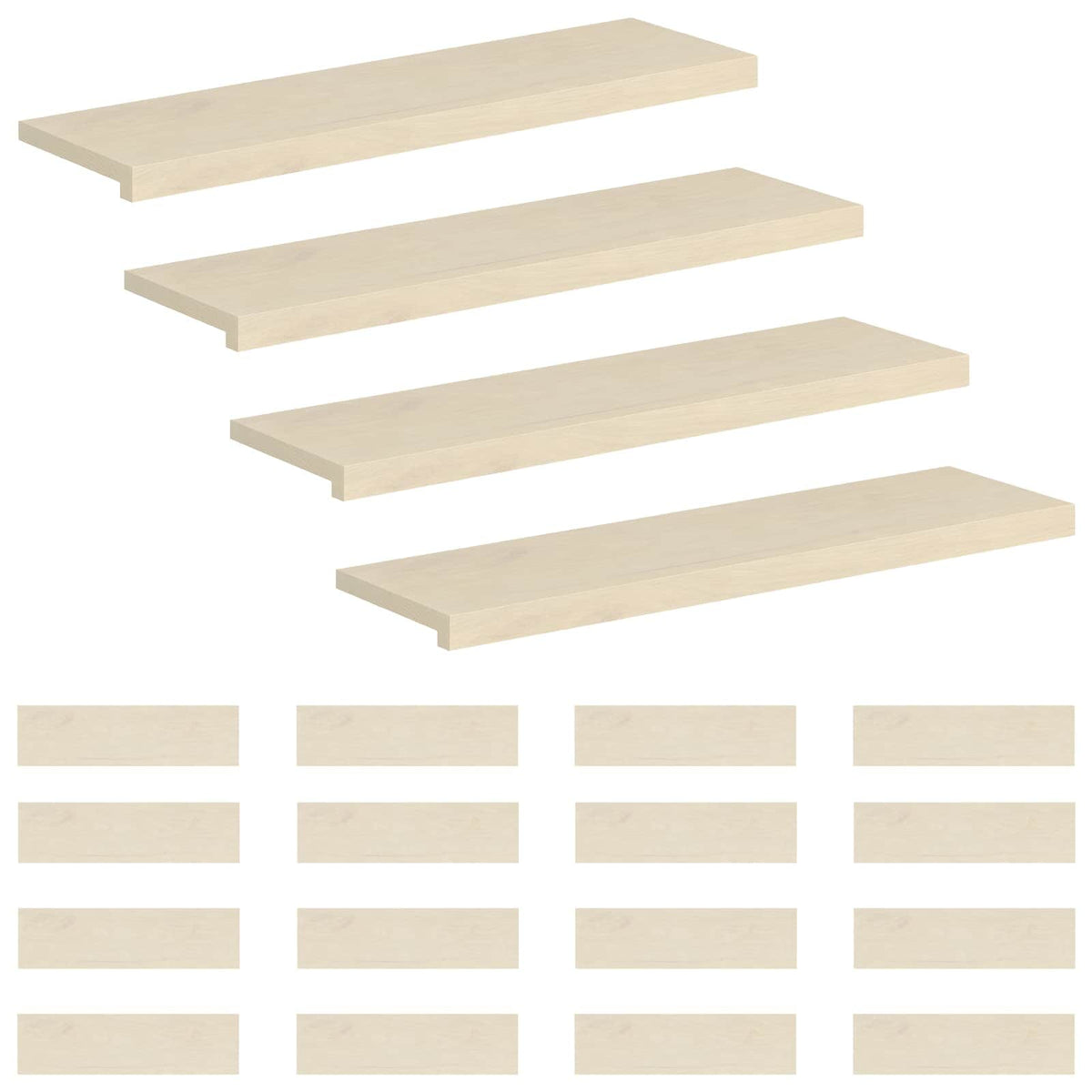 Stair Tread Solid Oak Wood Depth 30 cm 20 pcs White 90 cm