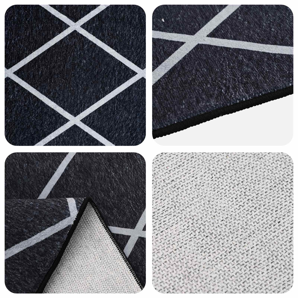 Rug ORIZ 140 x 200 cm 100% Polyester Black diamond pattern