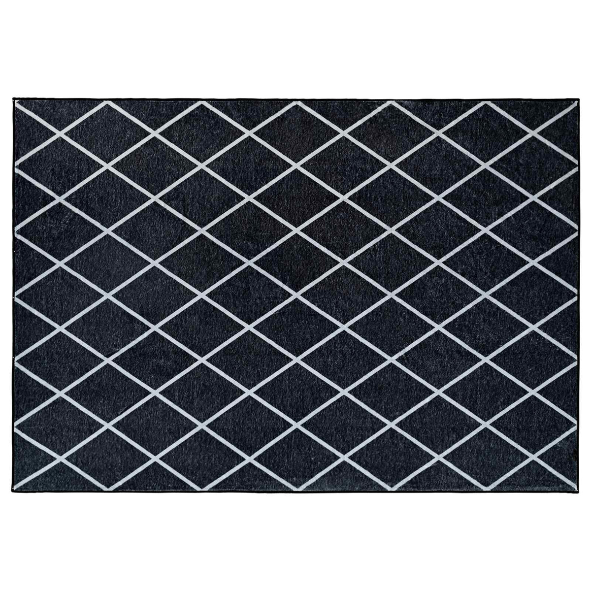 Rug ORIZ 100% Polyester Width 200 cm Black diamond pattern 280 cm