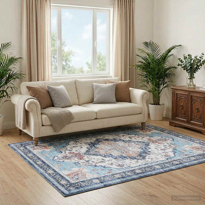 Rug ORIZ 100% Polyester Width 200 cm Light blue 200 cm