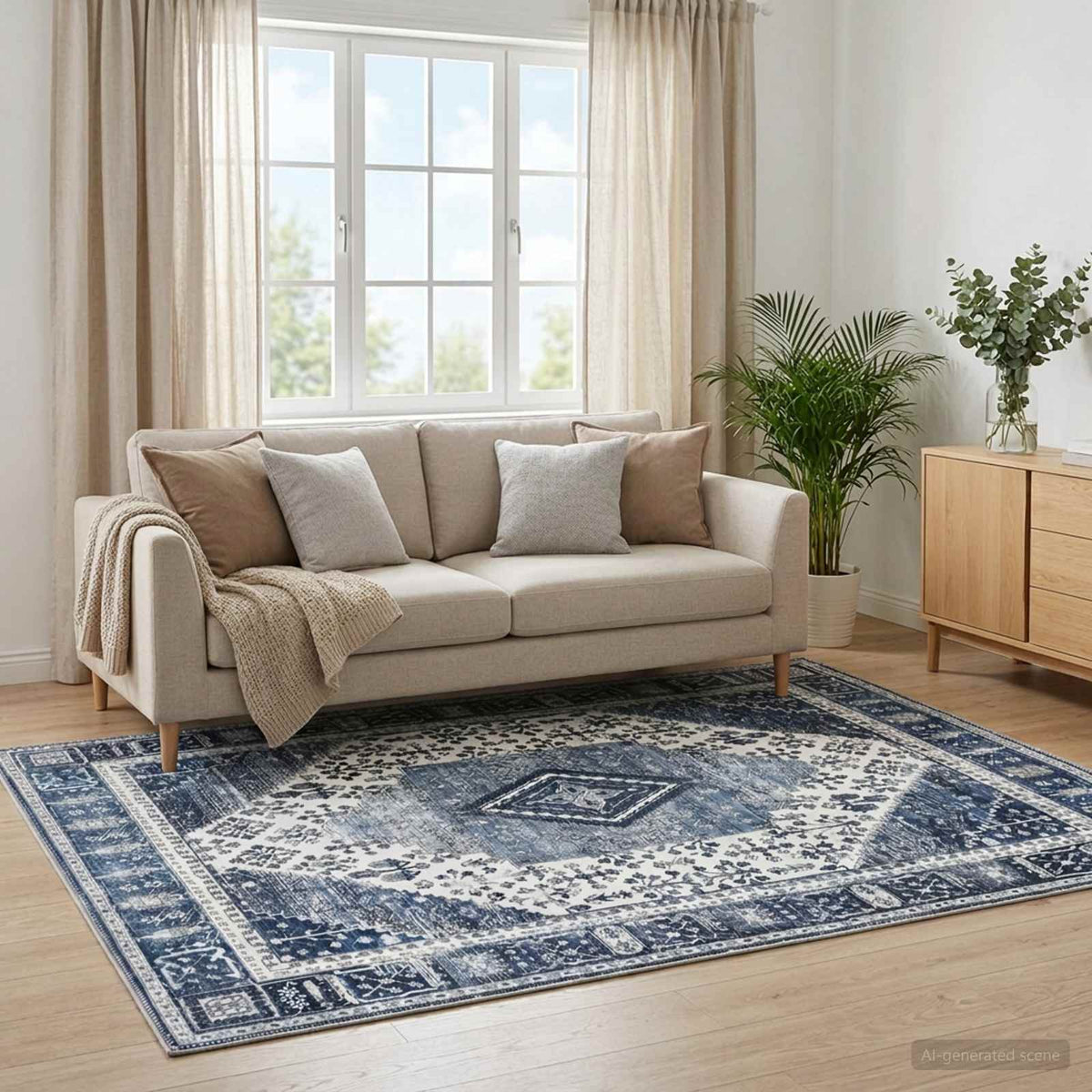 Rug ORIZ 100% Polyester Width 240 cm Dark blue 240 cm