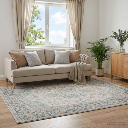 Rug ORIZ 100% Polyester Width 200 cm Cream 200 cm