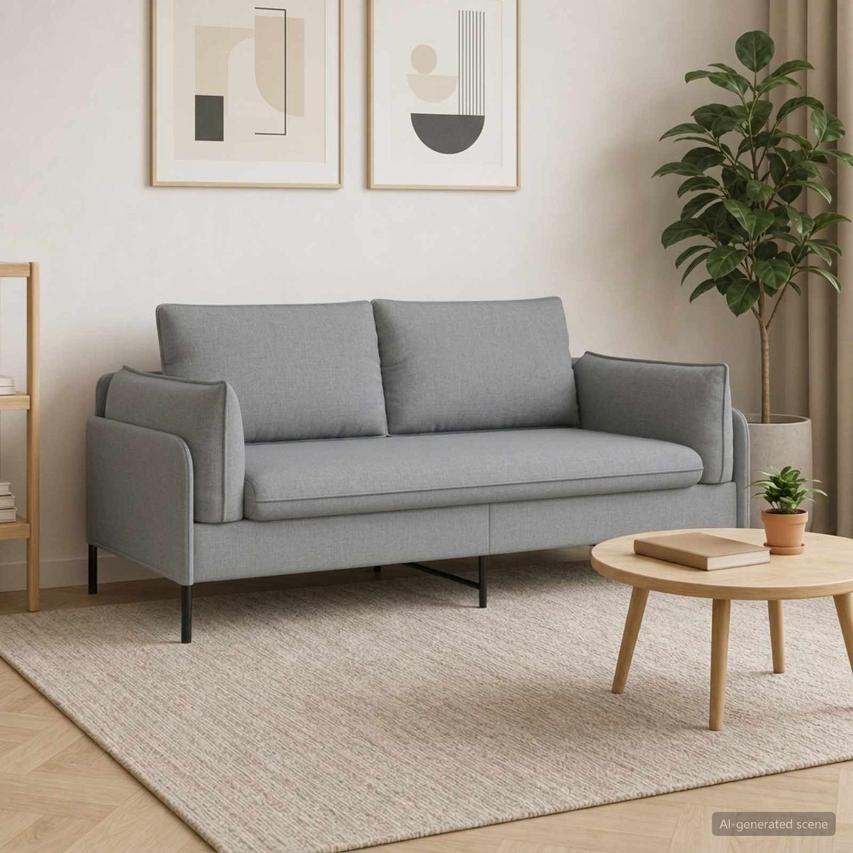 vidaXL 2-Seater Sofa Light Grey 188 x 81 x 89 cm Fabric 1