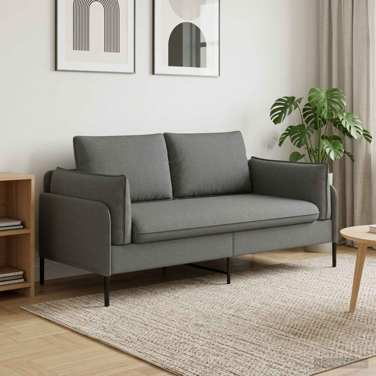 vidaXL 2-Seater Sofa Dark Grey 188 x 81 x 89 cm Fabric 1