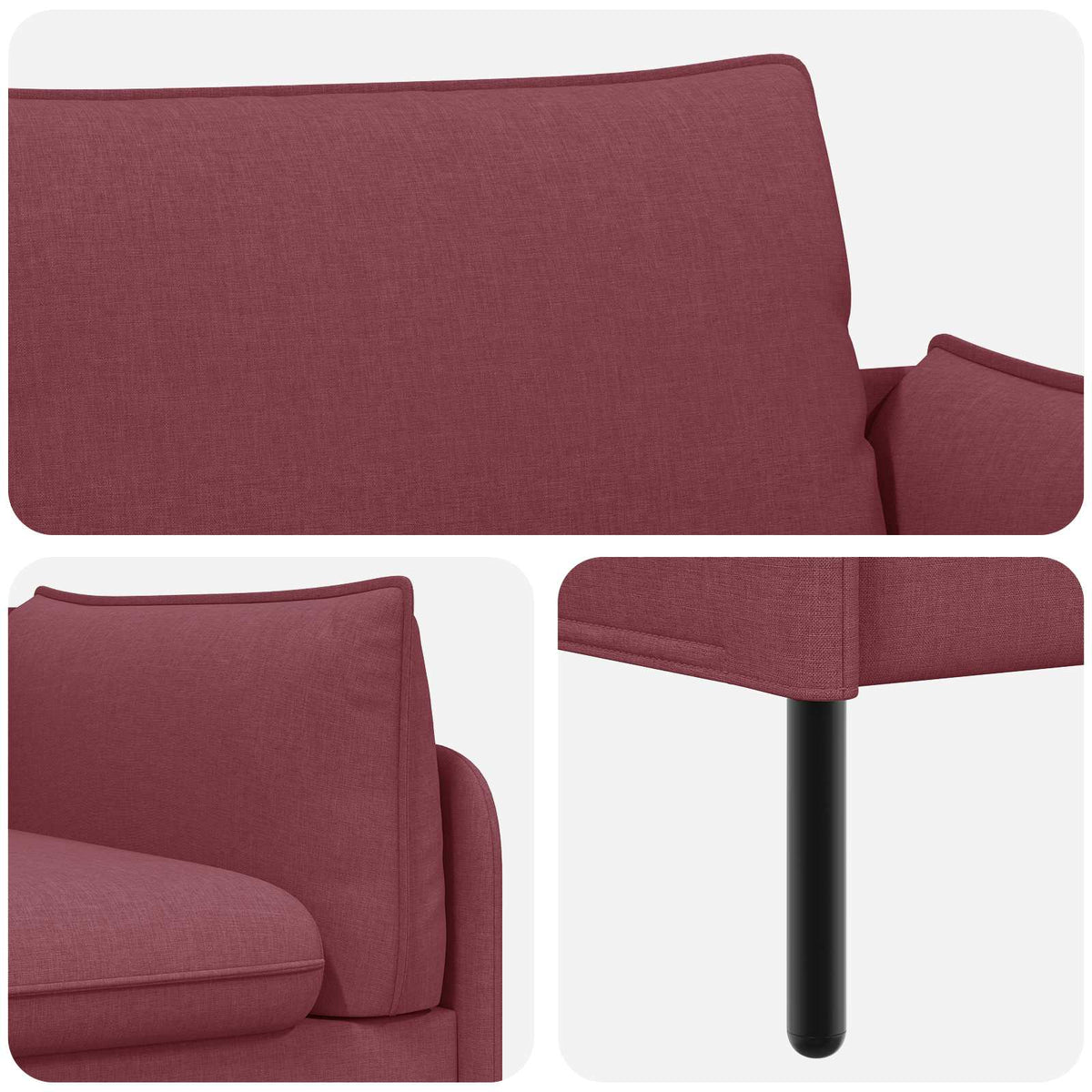 vidaXL 2-Seater Sofa Wine Red 188 x 81 x 89 cm Fabric 6