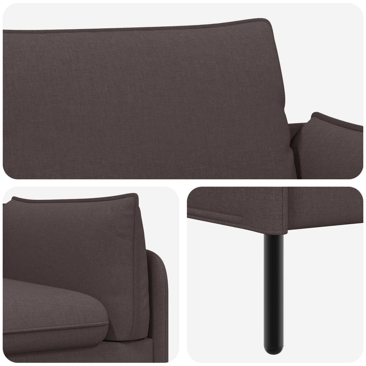 vidaXL 2-Seater Sofa Dark Brown 188 x 81 x 89 cm Fabric 6