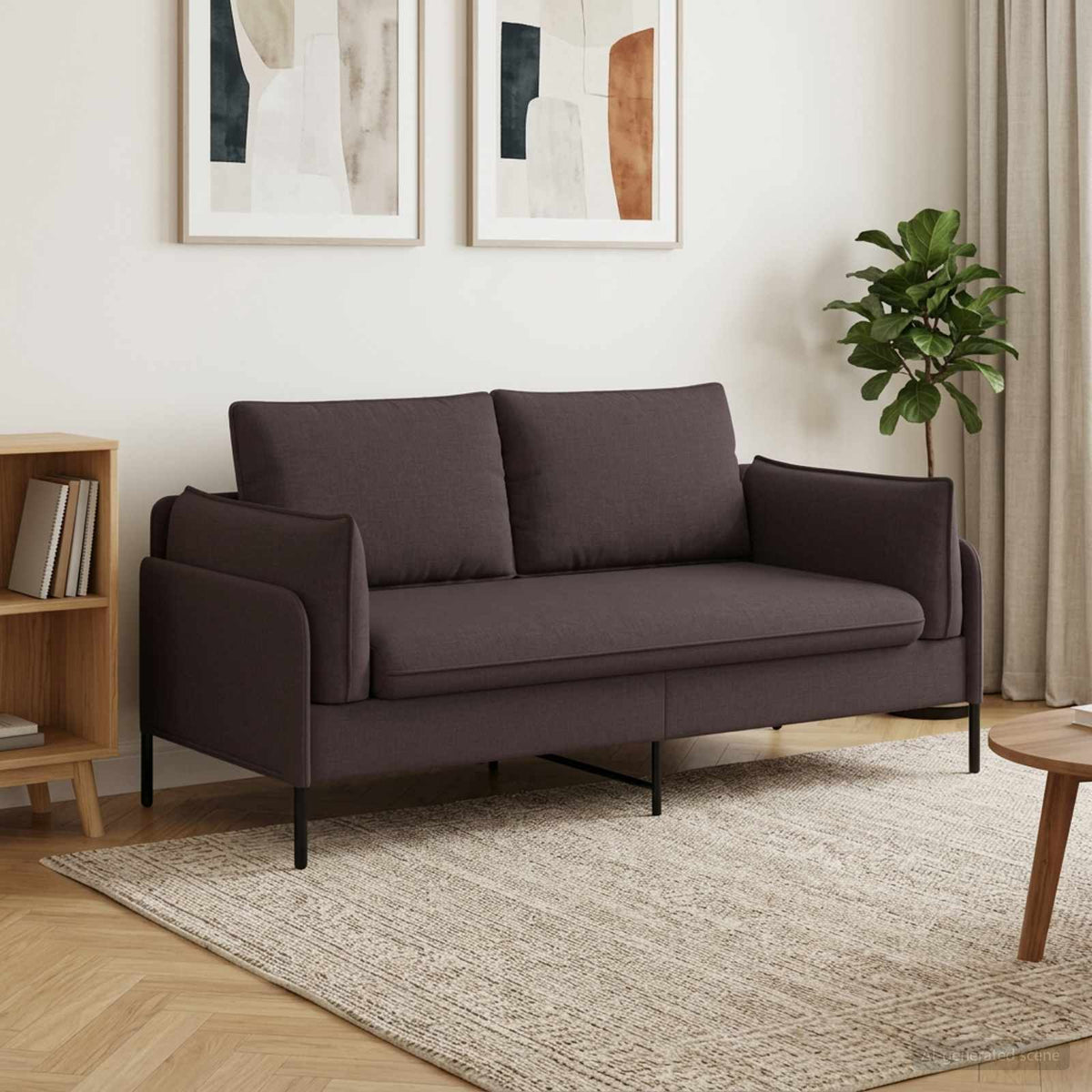 vidaXL 2-Seater Sofa Dark Brown 188 x 81 x 89 cm Fabric 1