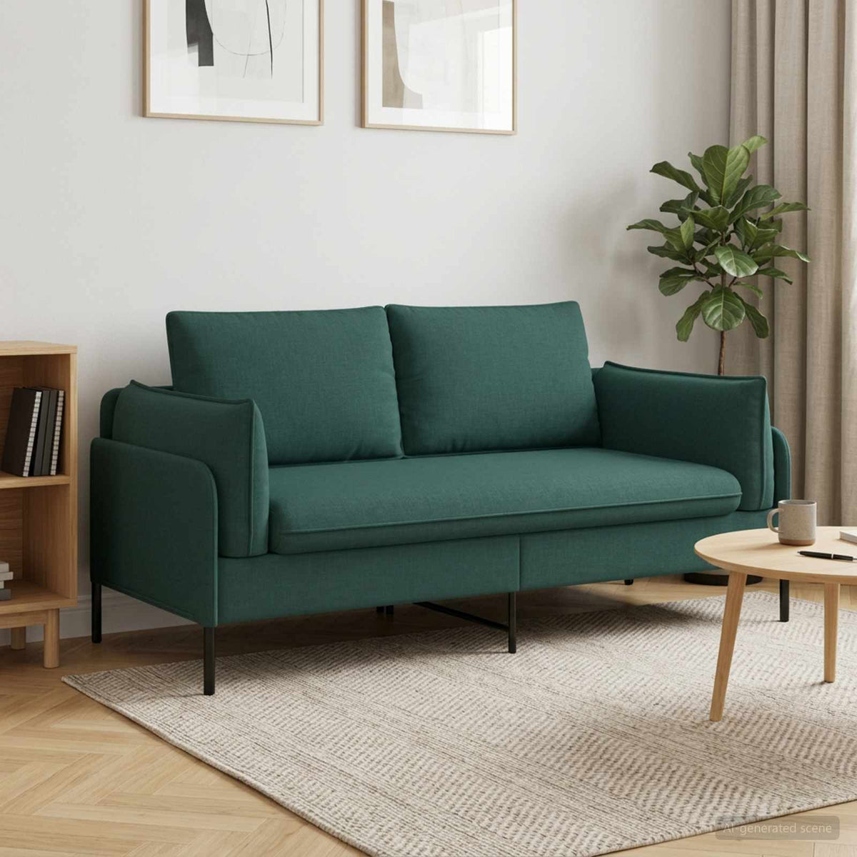 vidaXL 2-Seater Sofa Dark Green 188 x 81 x 89 cm Fabric 1