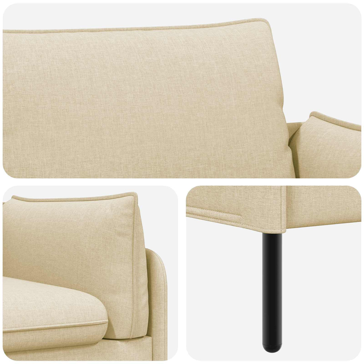 vidaXL 2-Seater Sofa Cream 188 x 81 x 89 cm Fabric 6