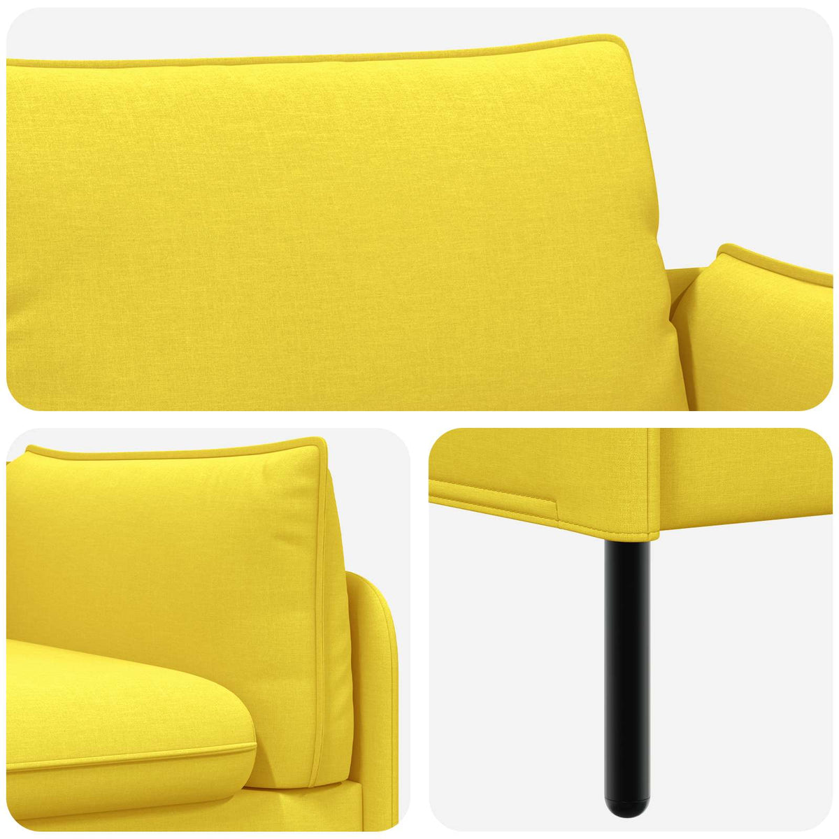 vidaXL 2-Seater Sofa Light Yellow 188 x 81 x 89 cm Fabric 6