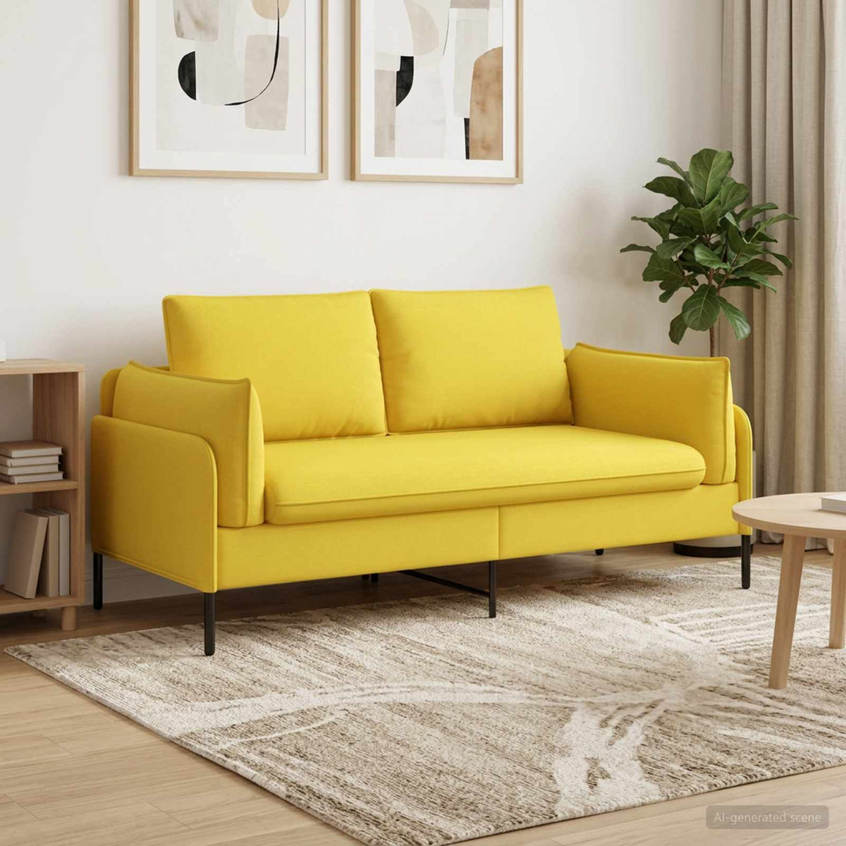 vidaXL 2-Seater Sofa Light Yellow 188 x 81 x 89 cm Fabric 1