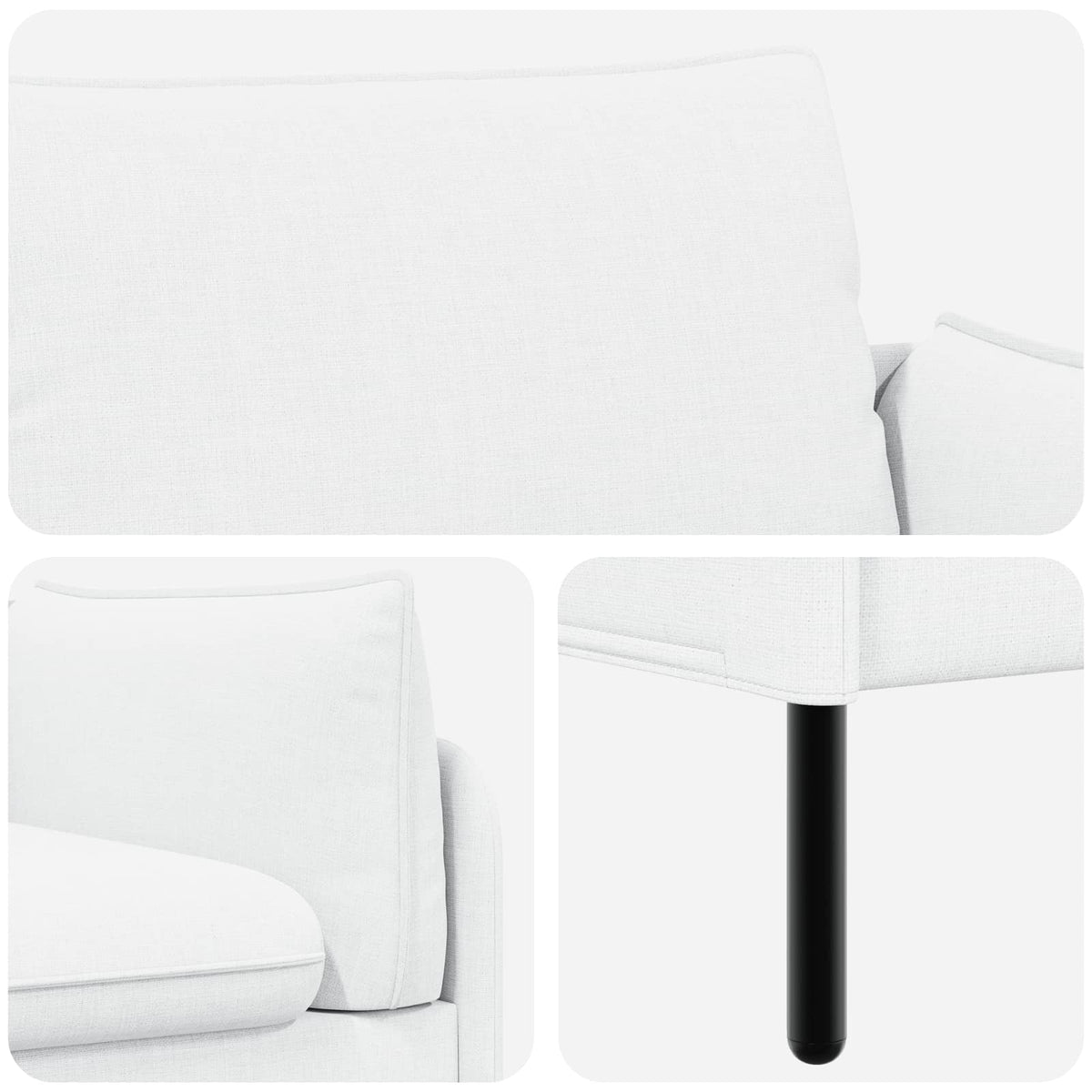vidaXL 2-Seater Sofa White 188 x 81 x 89 cm Fabric 6