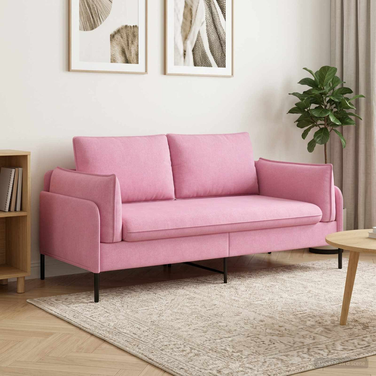 vidaXL 2-Seater Sofa Pink 188 x 81 x 89 cm Fabric 1