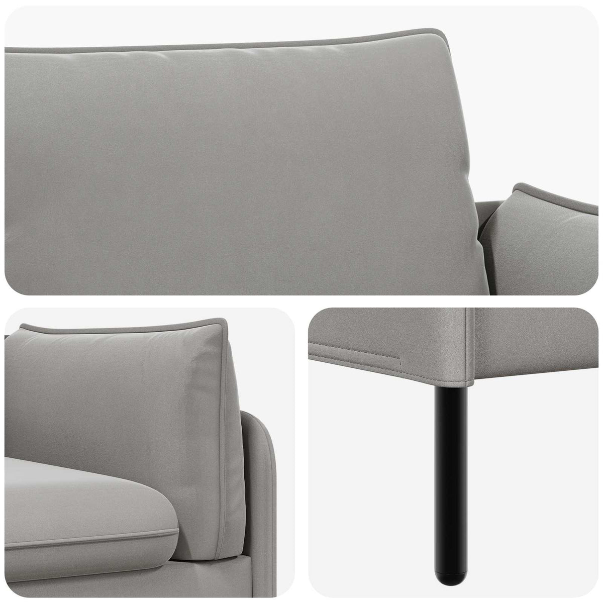 vidaXL 2-Seater Sofa 2-Seater Light Grey 188 x 81 x 89 cm Velvet 6