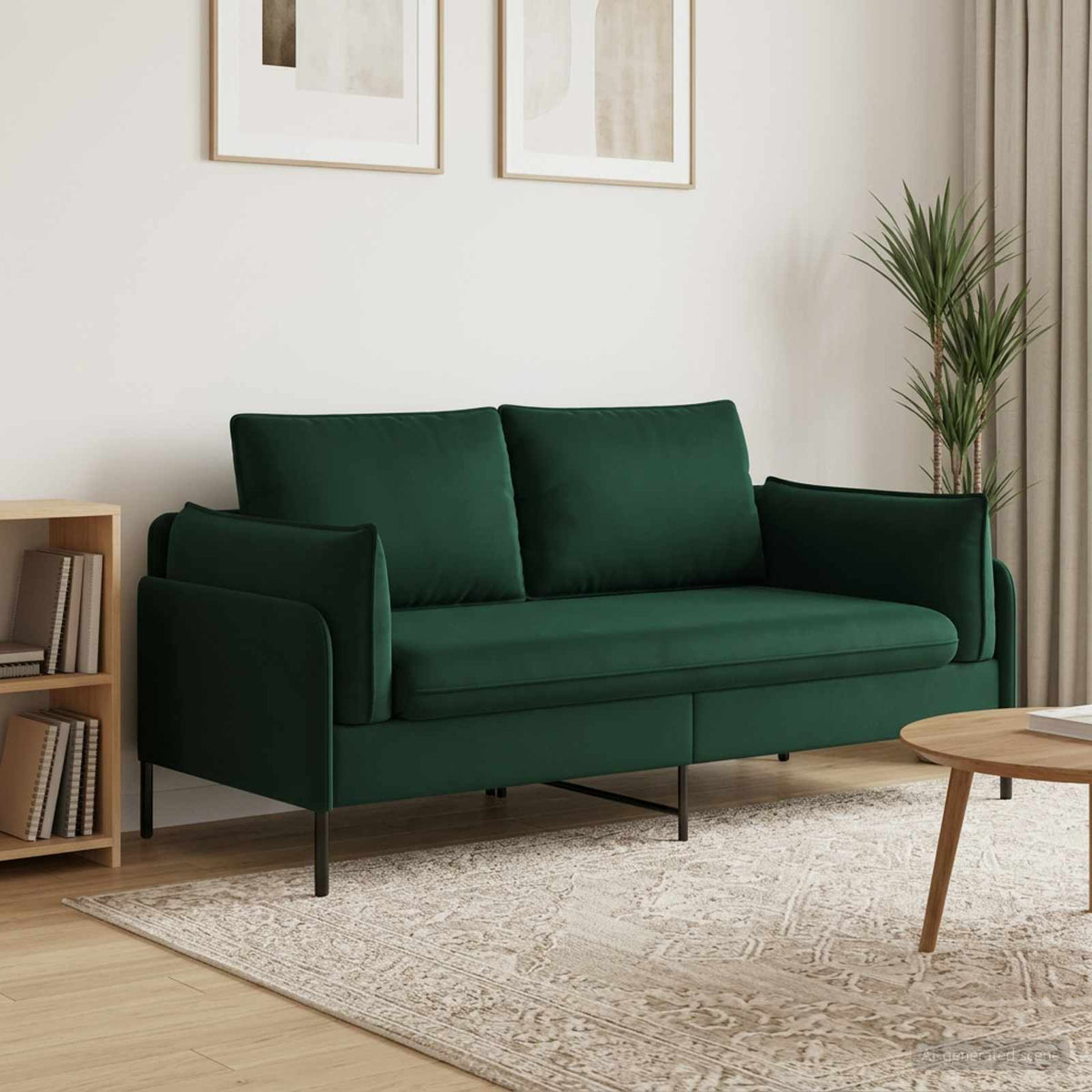 vidaXL 2-Seater Sofa 2-Seater Dark Green 188 x 81 x 89 cm Velvet 1