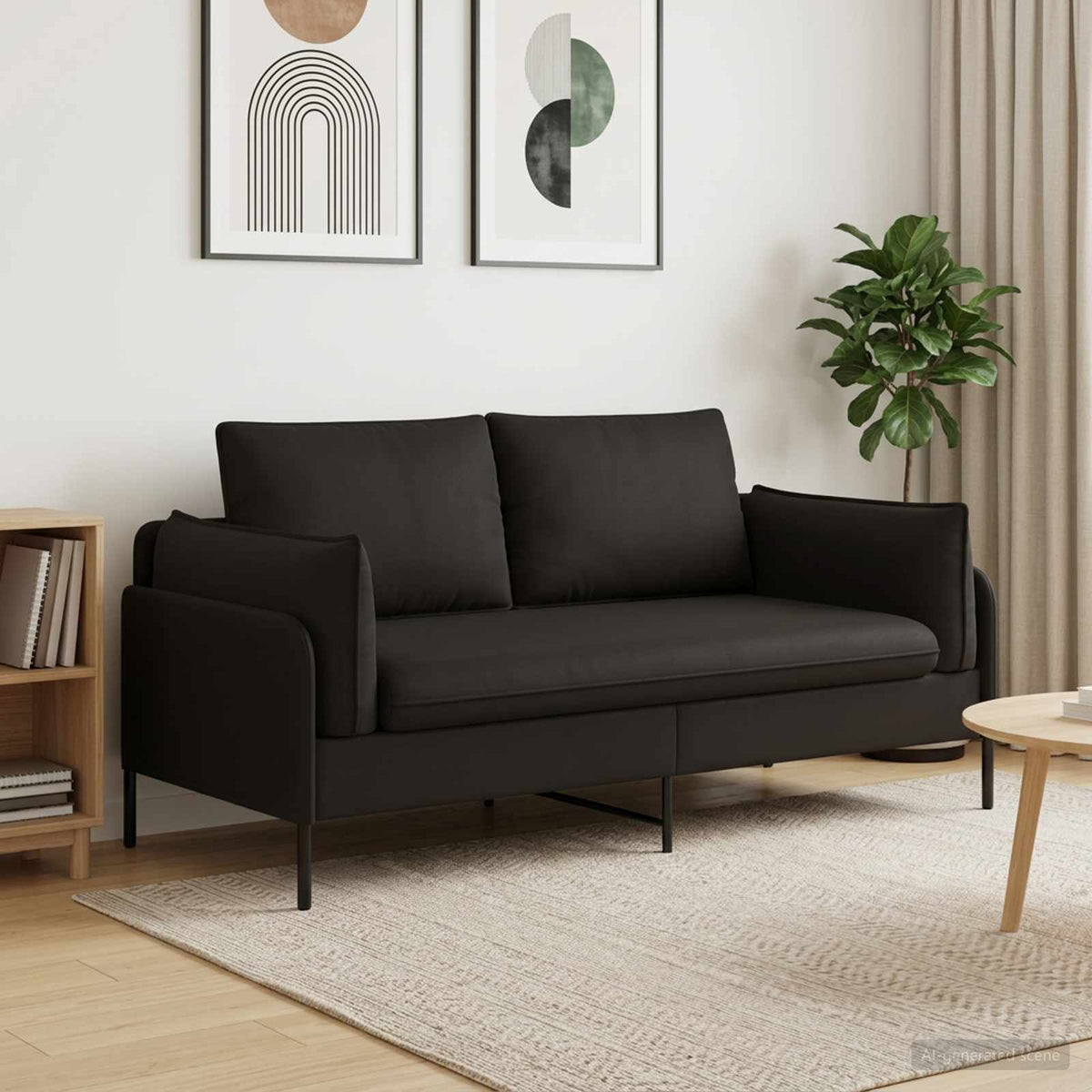 vidaXL 2-Seater Sofa 2-Seater Black 188 x 81 x 89 cm Velvet 1