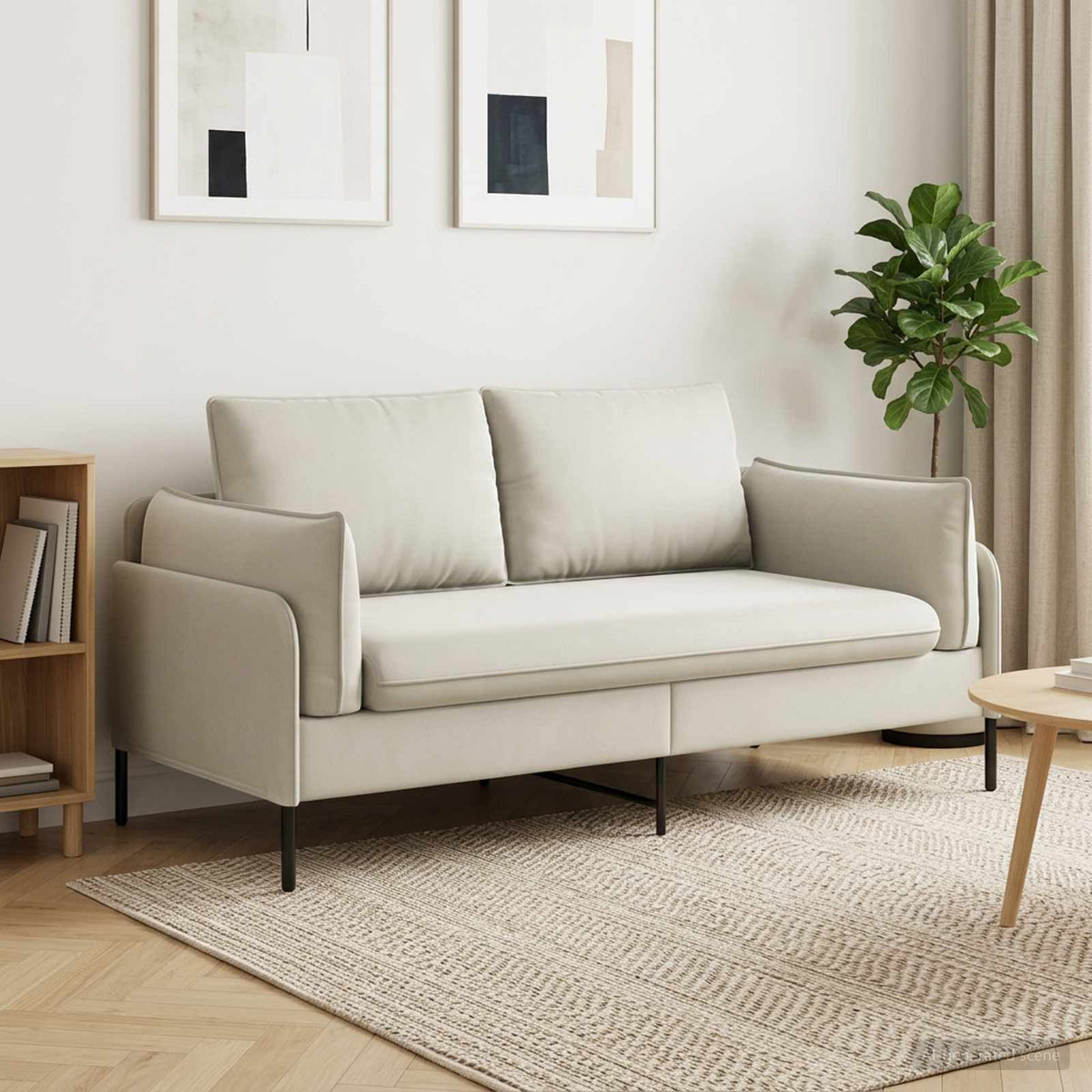 vidaXL 2-Seater Sofa 2-Seater Cream 188 x 81 x 89 cm Velvet 1