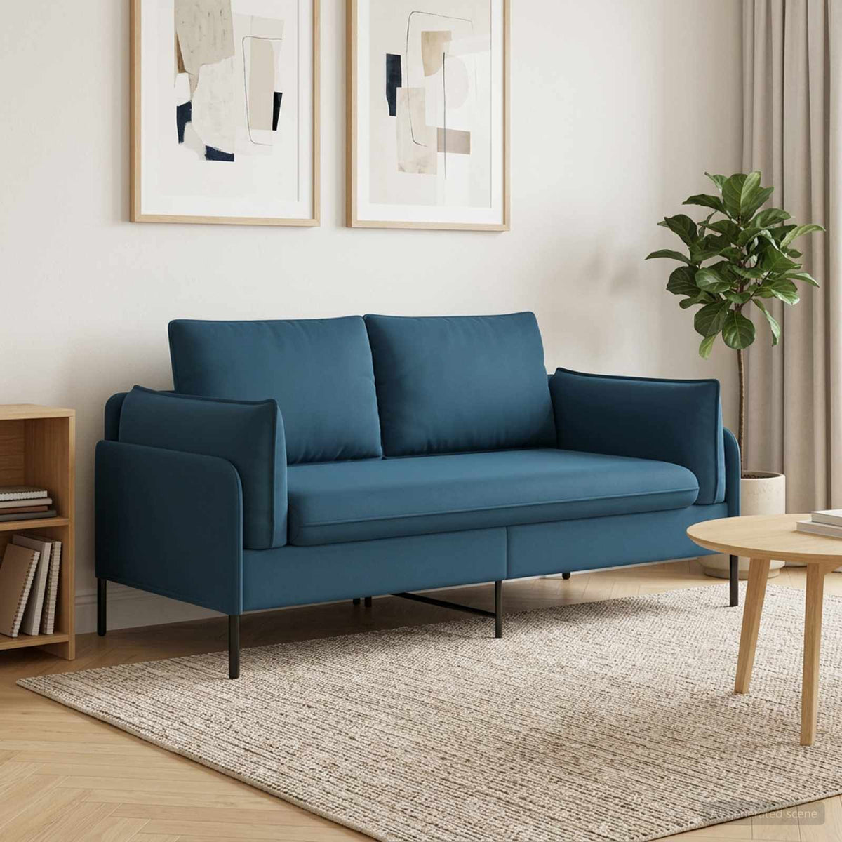 vidaXL 2-Seater Sofa 2-Seater Blue 188 x 81 x 89 cm Velvet 1