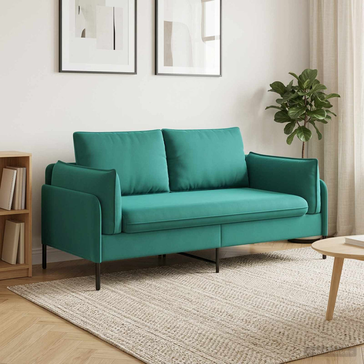 vidaXL 2-Seater Sofa 2-Seater Turquoise 188 x 81 x 89 cm Velvet 1