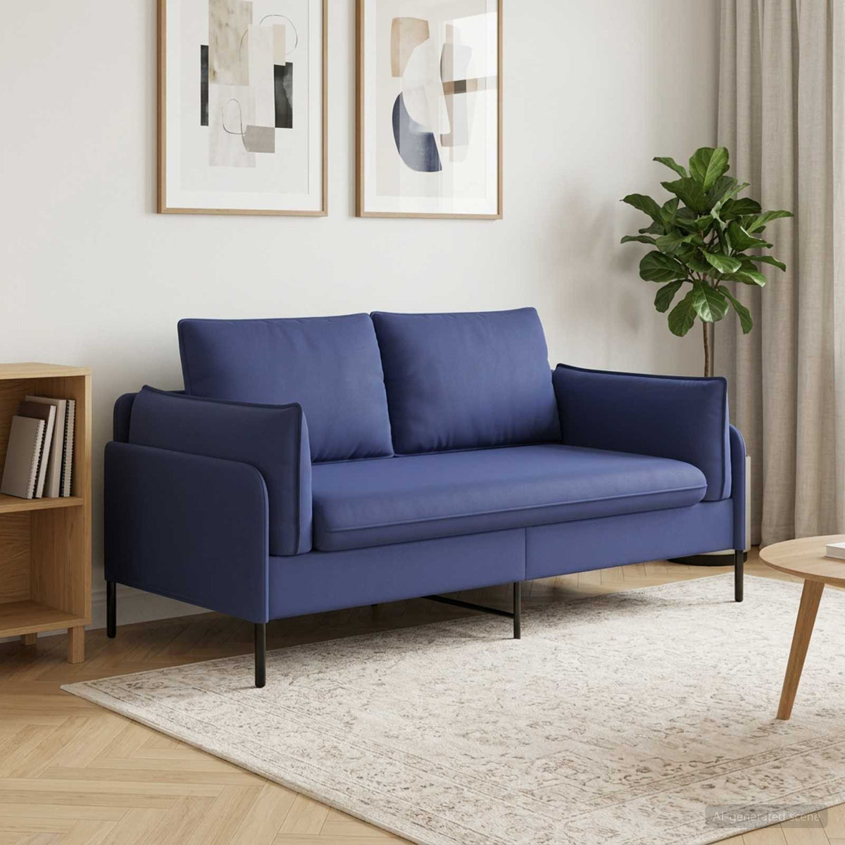 vidaXL 2-Seater Sofa 2-Seater Police Blue 188 x 81 x 89 cm Velvet 1