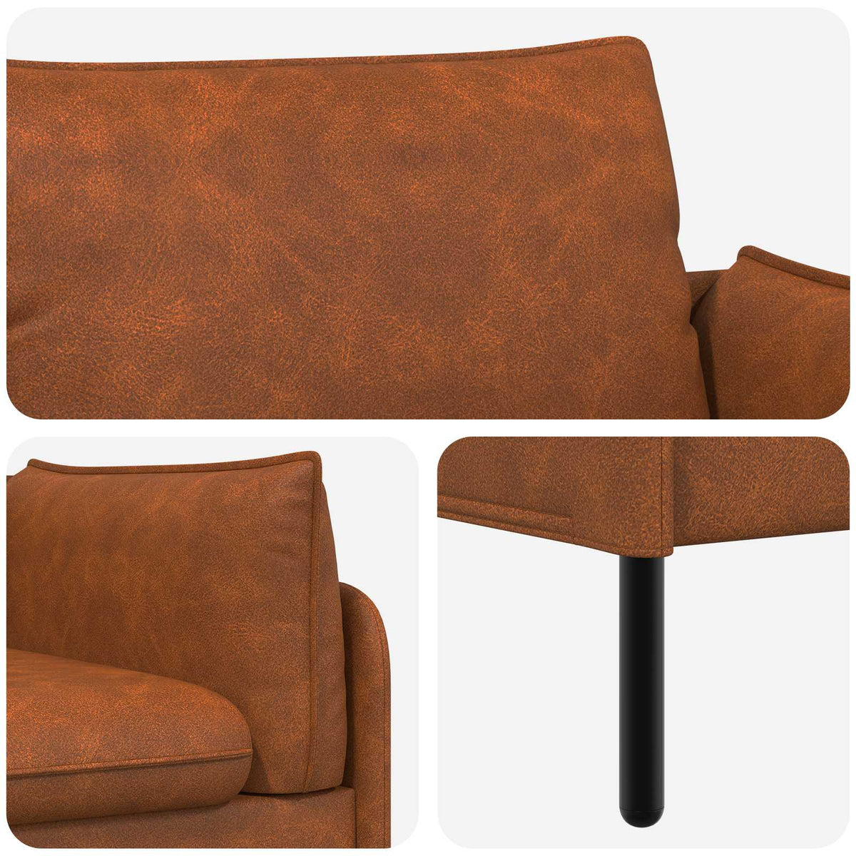 vidaXL 2-Seater Sofa Brown 188 x 81 x 89 cm Faux Leather 6