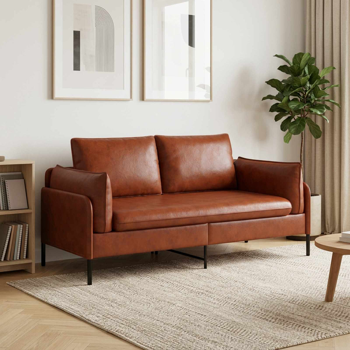 vidaXL 2-Seater Sofa Shiny Brown 188 x 81 x 89 cm Faux Leather 1