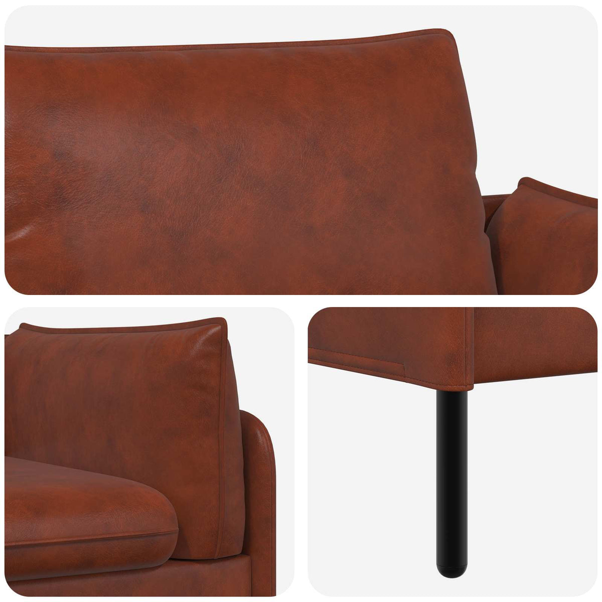 vidaXL 2-Seater Sofa Shiny Brown 188 x 81 x 89 cm Faux Leather 6
