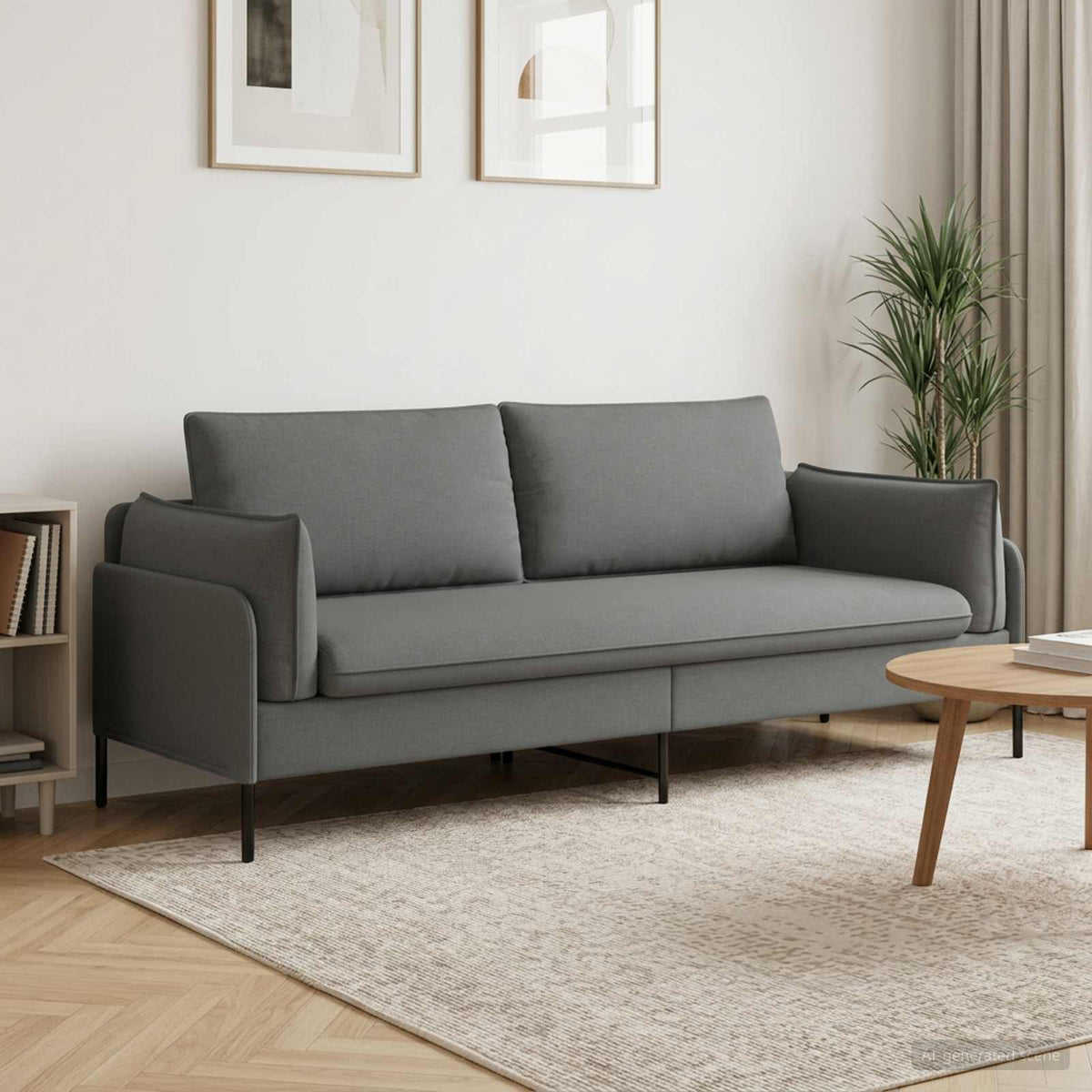 vidaXL 3-Seater Sofa Dark Grey 222 x 81 x 89 cm Fabric 1