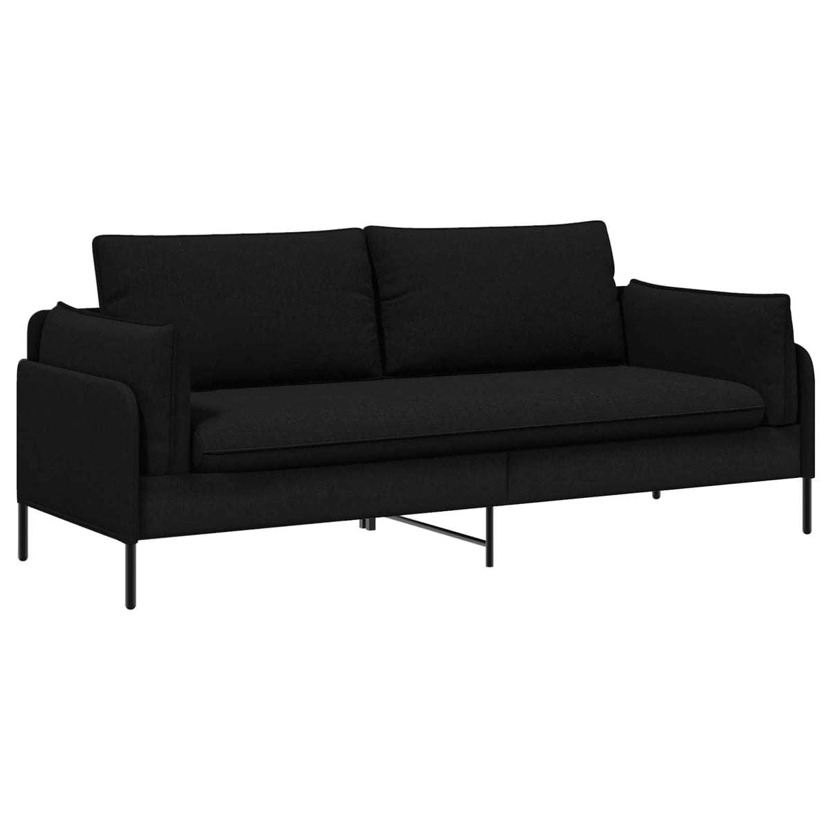Sofa 222 x 81 x 89 cm Fabric 3-Seater Black