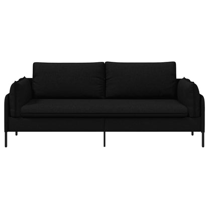 Sofa 222 x 81 x 89 cm Fabric 3-Seater Black