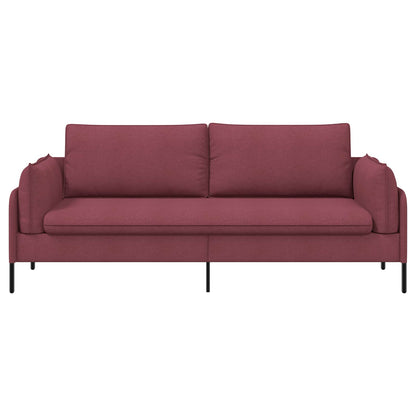 Sofa 222 x 81 x 89 cm Fabric 3-Seater Wine red