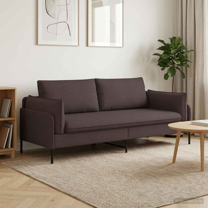 Sofa 222 x 81 x 89 cm Fabric 3-Seater Dark brown