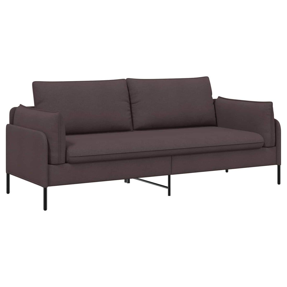 Sofa 222 x 81 x 89 cm Fabric 3-Seater Dark brown