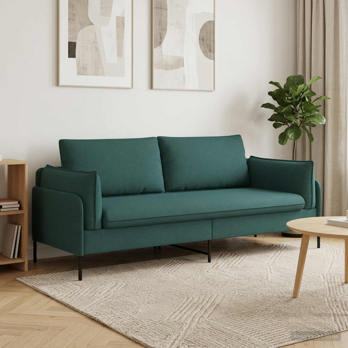 vidaXL 3-Seater Sofa Dark Green 222 x 81 x 89 cm Fabric 1