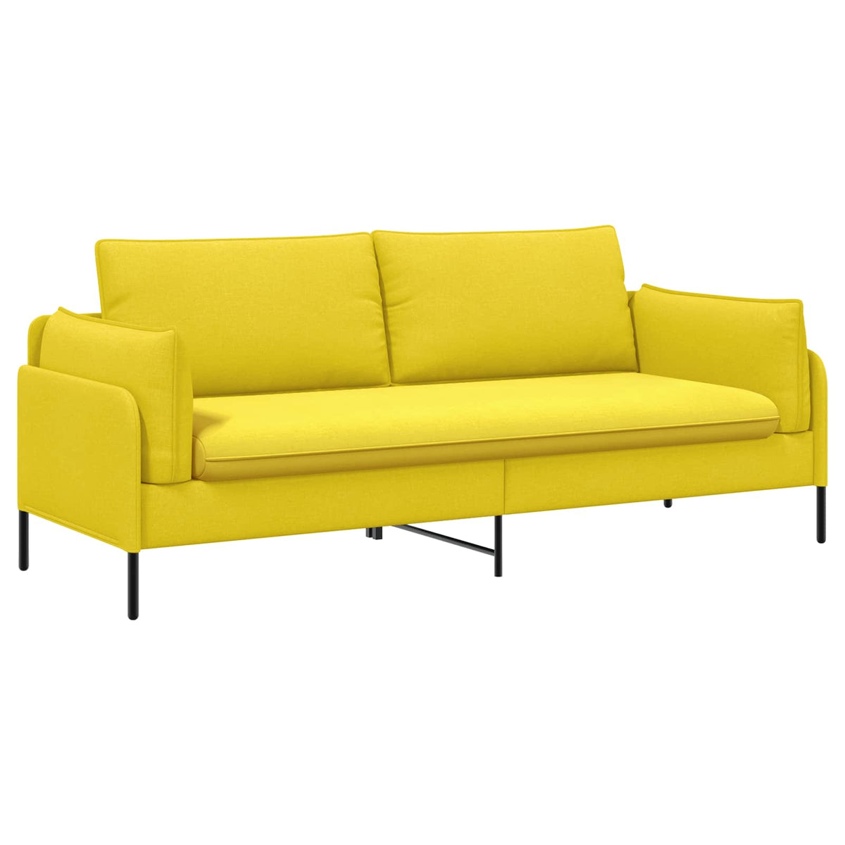 vidaXL 3-Seater Sofa Light Yellow 222 x 81 x 89 cm Fabric 2