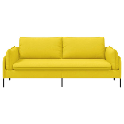 Sofa 222 x 81 x 89 cm Fabric 3-Seater Light yellow