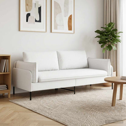Sofa 222 x 81 x 89 cm Fabric 3-Seater White