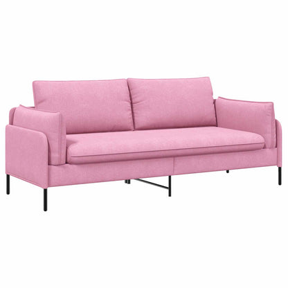 Sofa 222 x 81 x 89 cm Fabric 3-Seater Pink