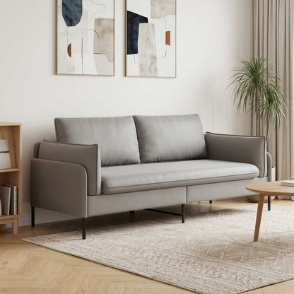 vidaXL 3-Seater Sofa Light Grey 222 x 81 x 89 cm Velvet 1