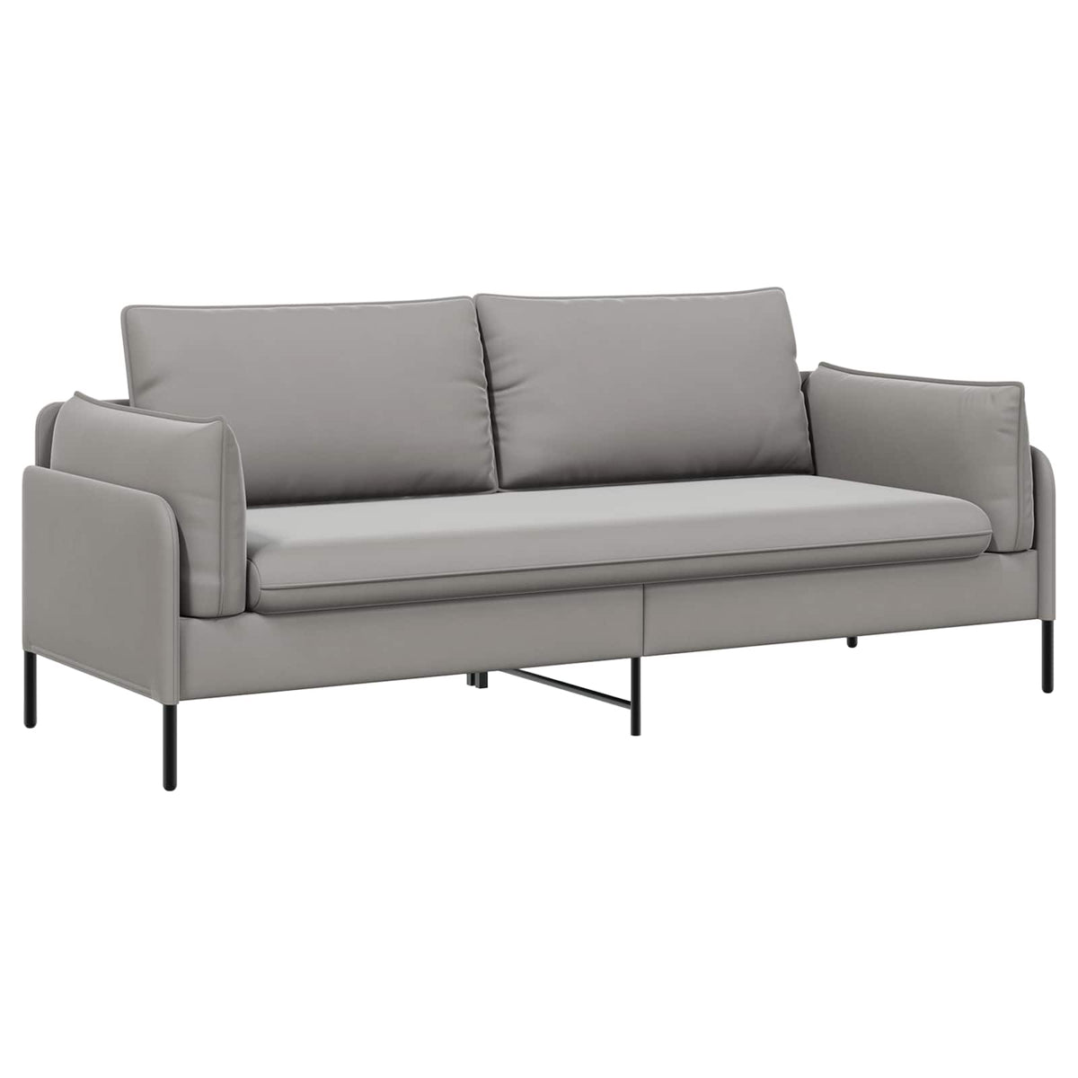 vidaXL 3-Seater Sofa Light Grey 222 x 81 x 89 cm Velvet 2