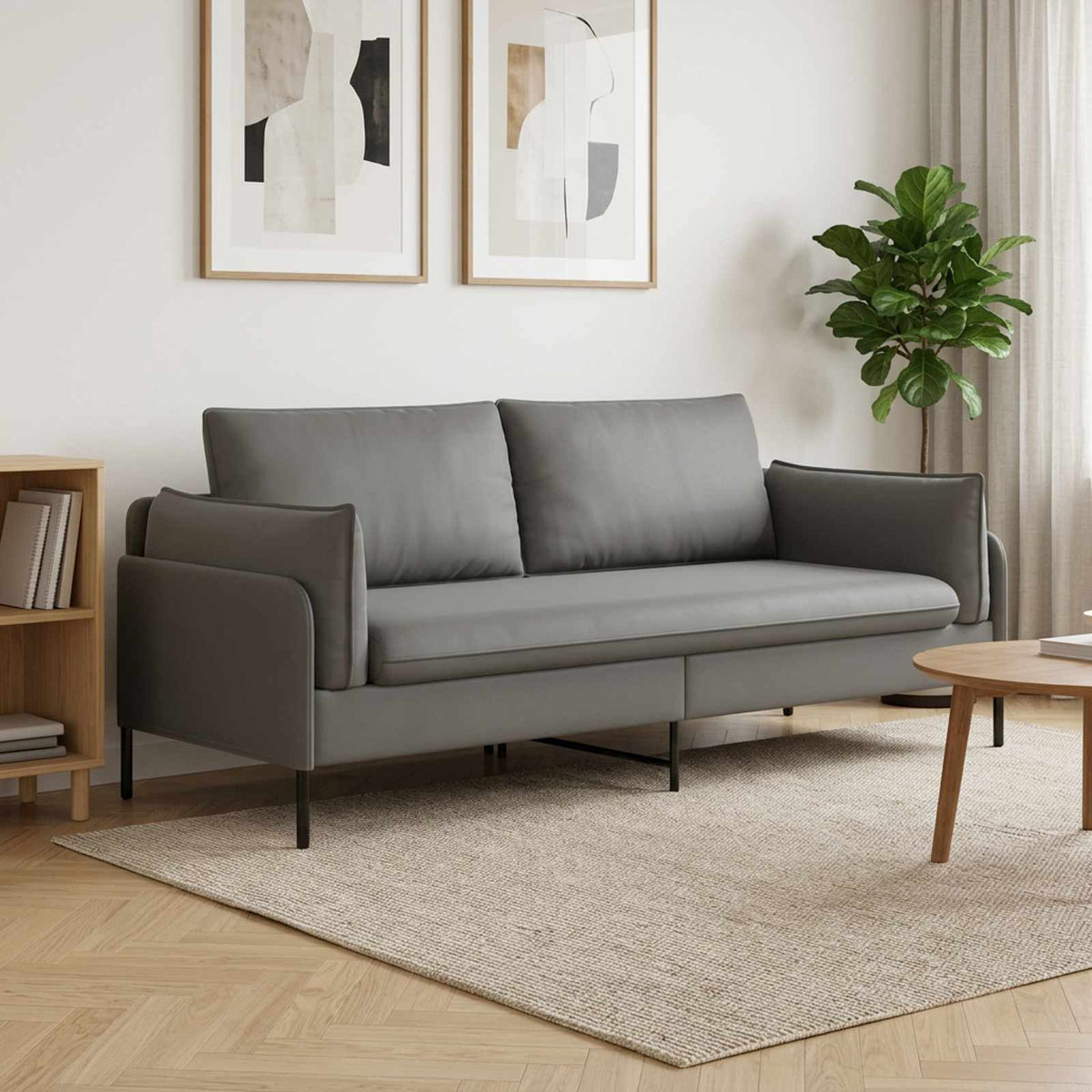 vidaXL 3-Seater Sofa 3-Seater Dark Grey 222 x 81 x 89 cm Velvet 1