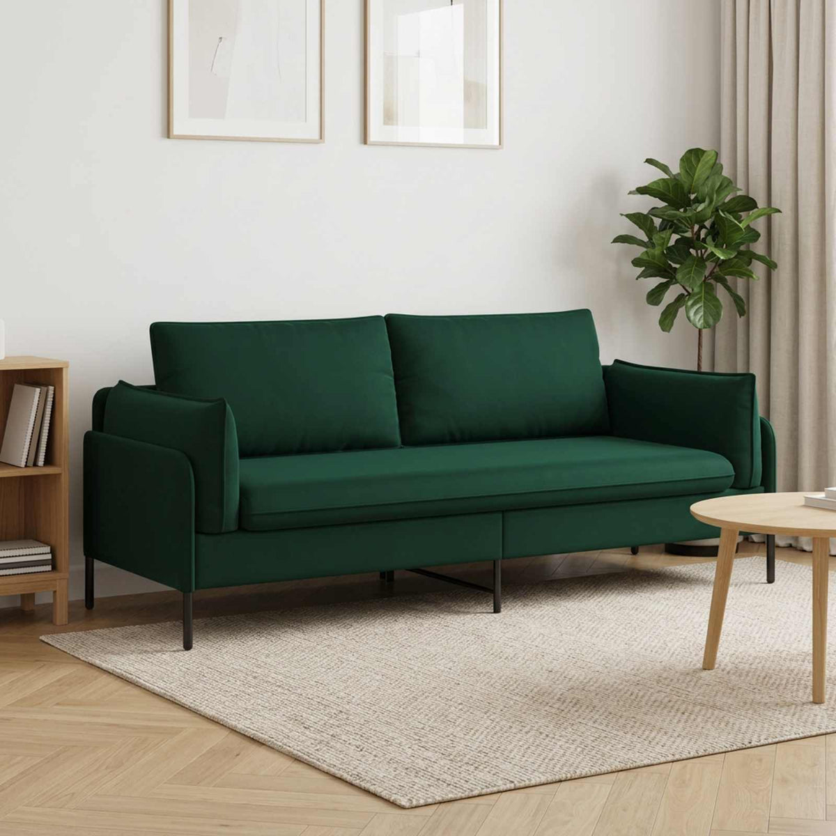 vidaXL 3-Seater Sofa Dark Green 222 x 81 x 89 cm Velvet 1
