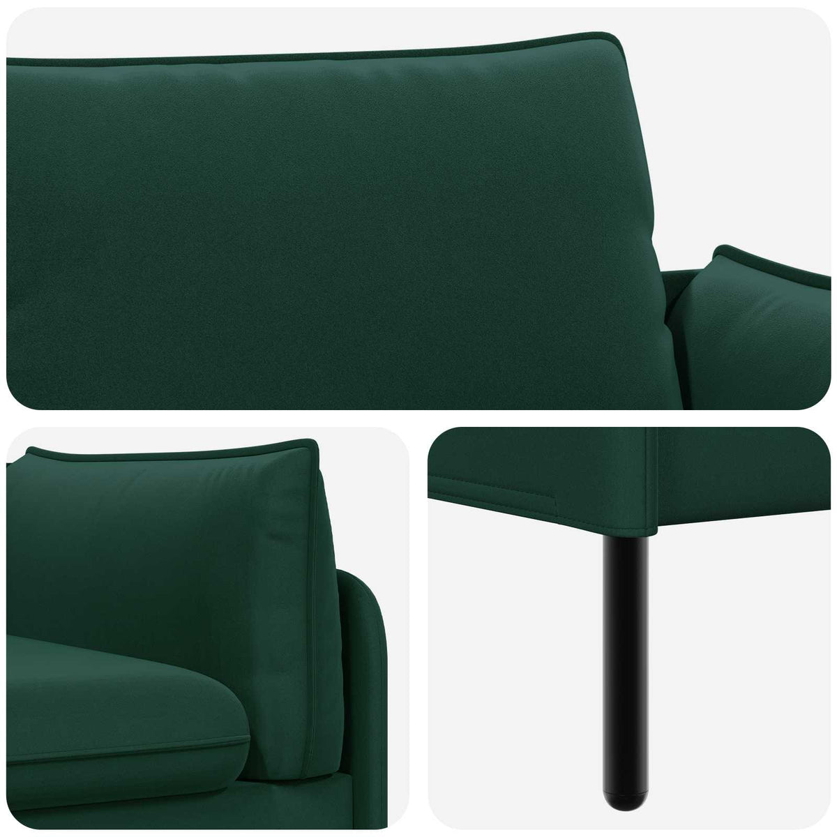 vidaXL 3-Seater Sofa Dark Green 222 x 81 x 89 cm Velvet 6