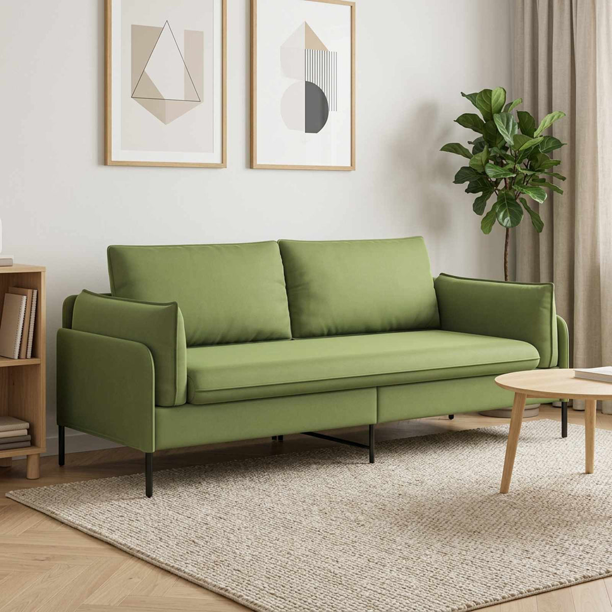 vidaXL 3-Seater Sofa 3-Seater Light Green 222 x 81 x 89 cm Velvet 1
